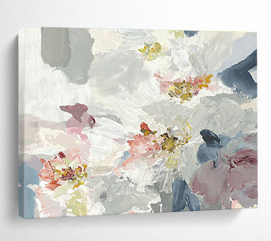 Delicate Pink - White Floral Abstract Art to Craft a Charming and Romantic Bedroom Escape DLZ2788