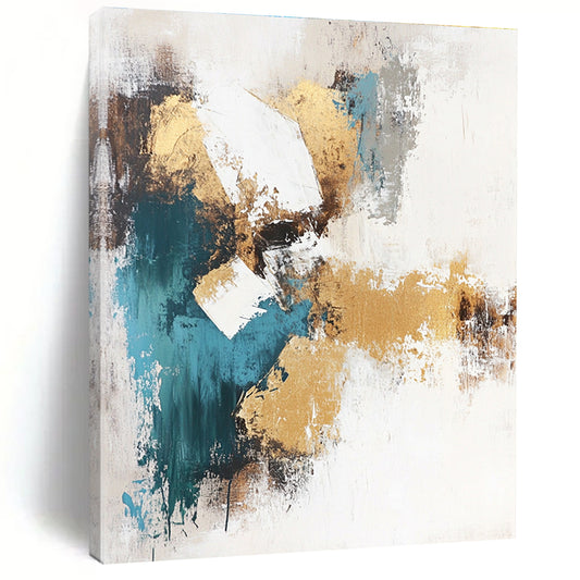 Gold and Teal Abstract Composition for Luxury Hotel Lobby & Contemporary Office STSC211