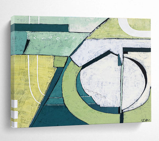 Green Geometric Abstract Art for Eco - Friendly Workspace DLZ2927