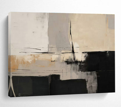 Black - White - Gray Block Abstract Art for Industrial Loft Living Rooms DLZ2625