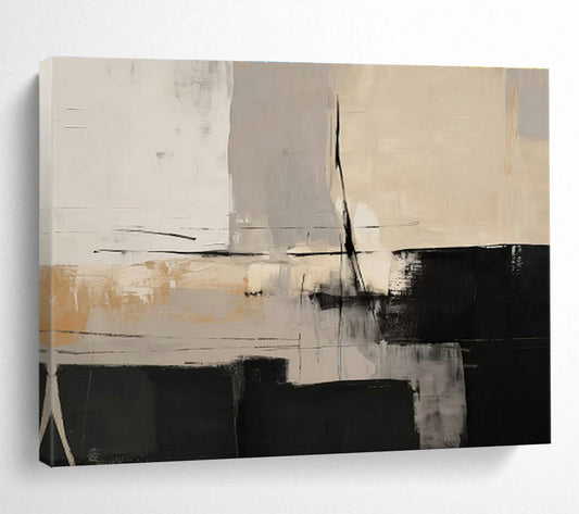 Black - White - Gray Block Abstract Art for Industrial Loft Living Rooms DLZ2625