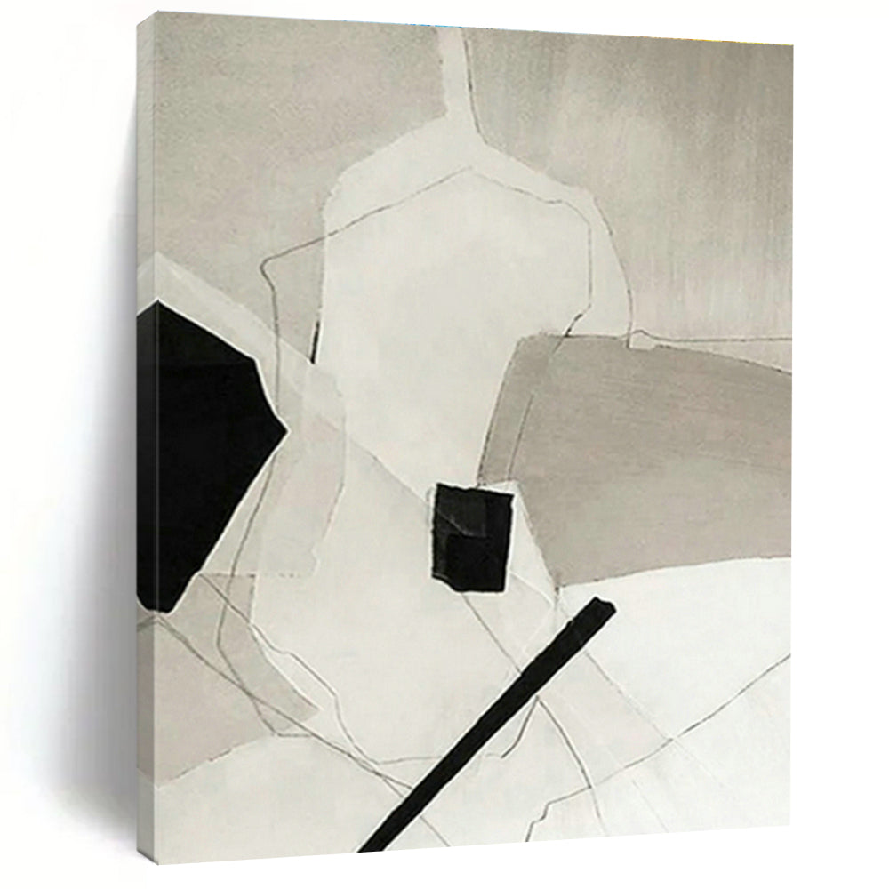 Black - White Geometric Abstract for Industrial - Style Café & Monochrome Home Library DLZ0881