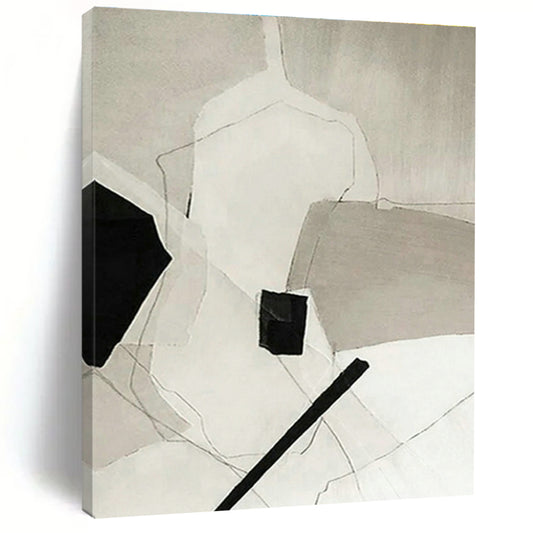 Black - White Geometric Abstract for Industrial - Style Café & Monochrome Home Library DLZ0881