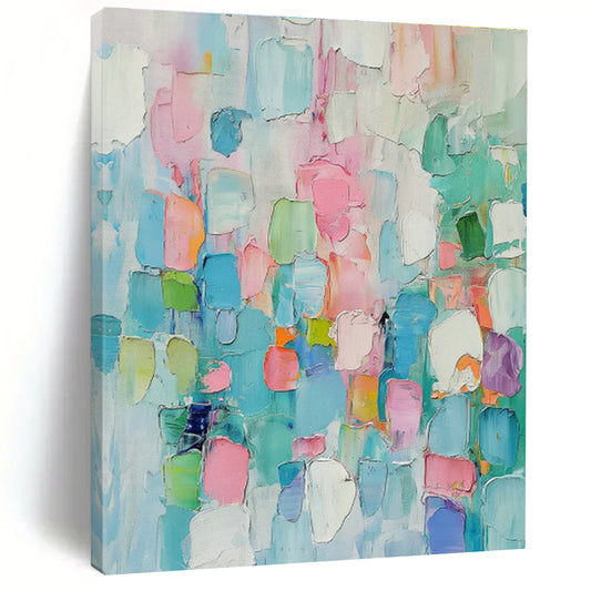 Pink - Blue Color Block Abstract Art for Creative Studio & Trendy Coffee Shop DLZ1004