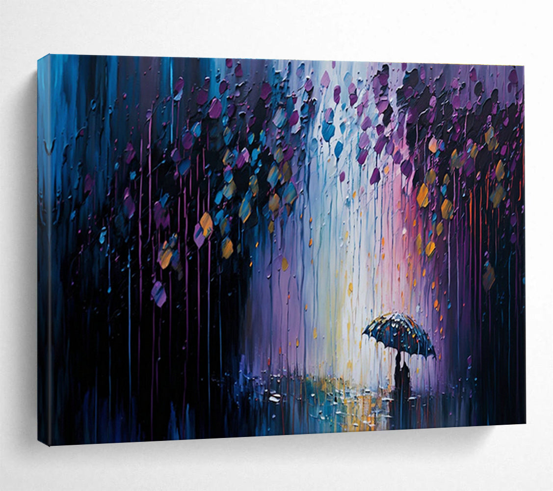 Rainy Night Umbrella Art for Cozy Café Private Nooks DLZ3260