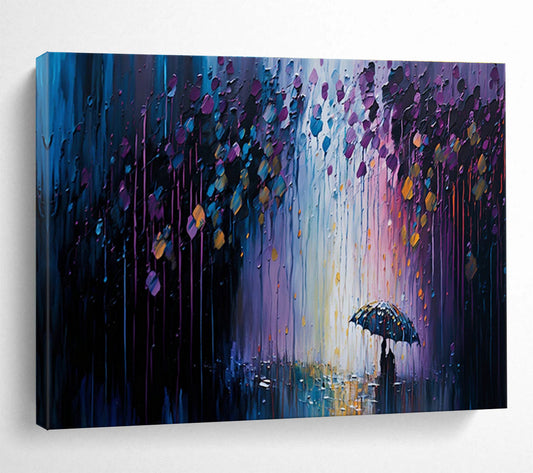 Rainy Night Umbrella Art for Cozy Café Private Nooks DLZ3260