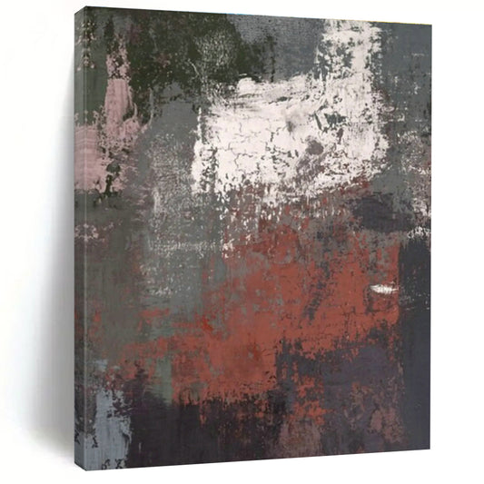 Gray - Red Textured Abstract Art for Industrial - Style Café & Contemporary Art Studio DLZ0637