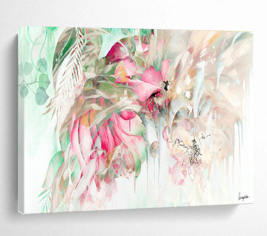 Tropical Flowers and Bird Art for Jungle - Themed Living Space DLZ2918