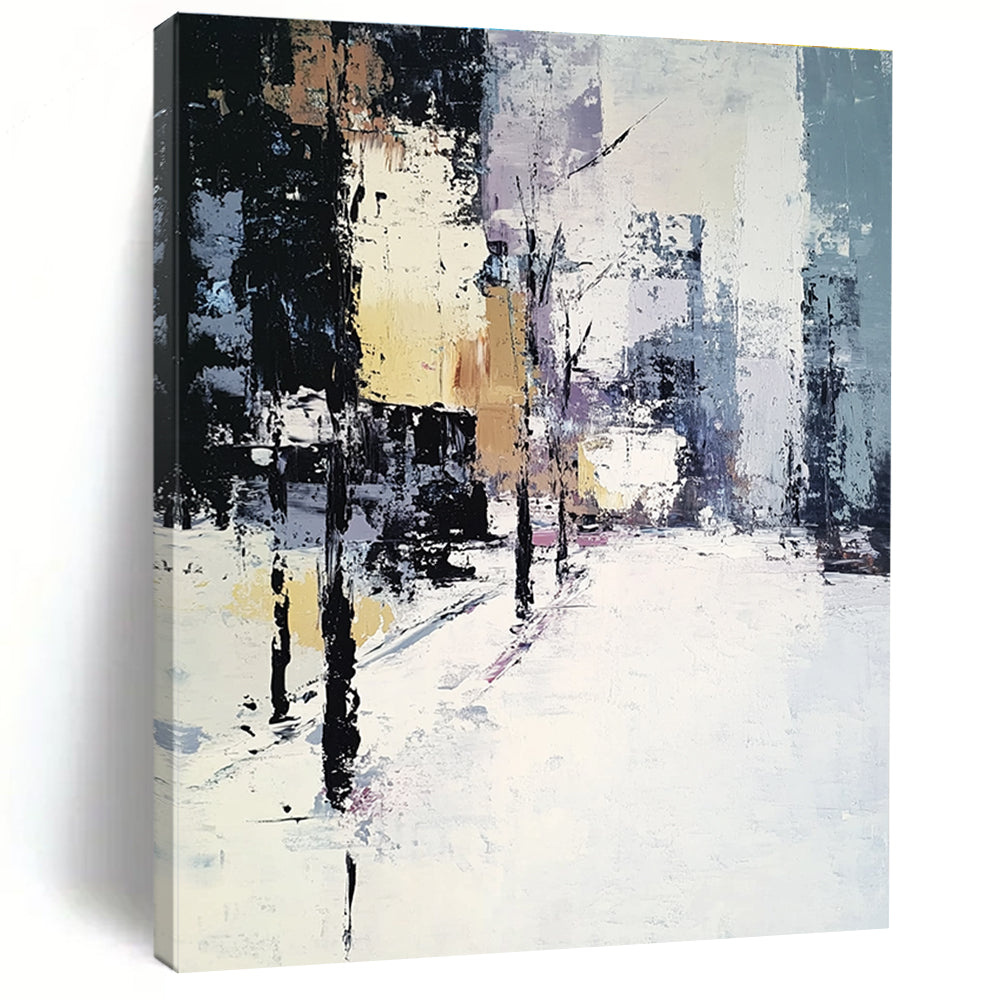 Abstract Urban Winter Scene for Scandinavian - Style Home & Art Gallery Winter Exhibition STSC159
