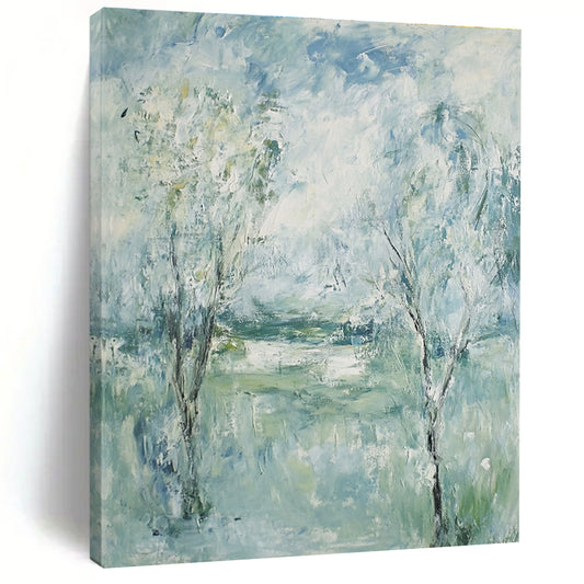 Light Blue and Green Abstract Landscape for Coastal Cottage & Relaxing Spa STSC352