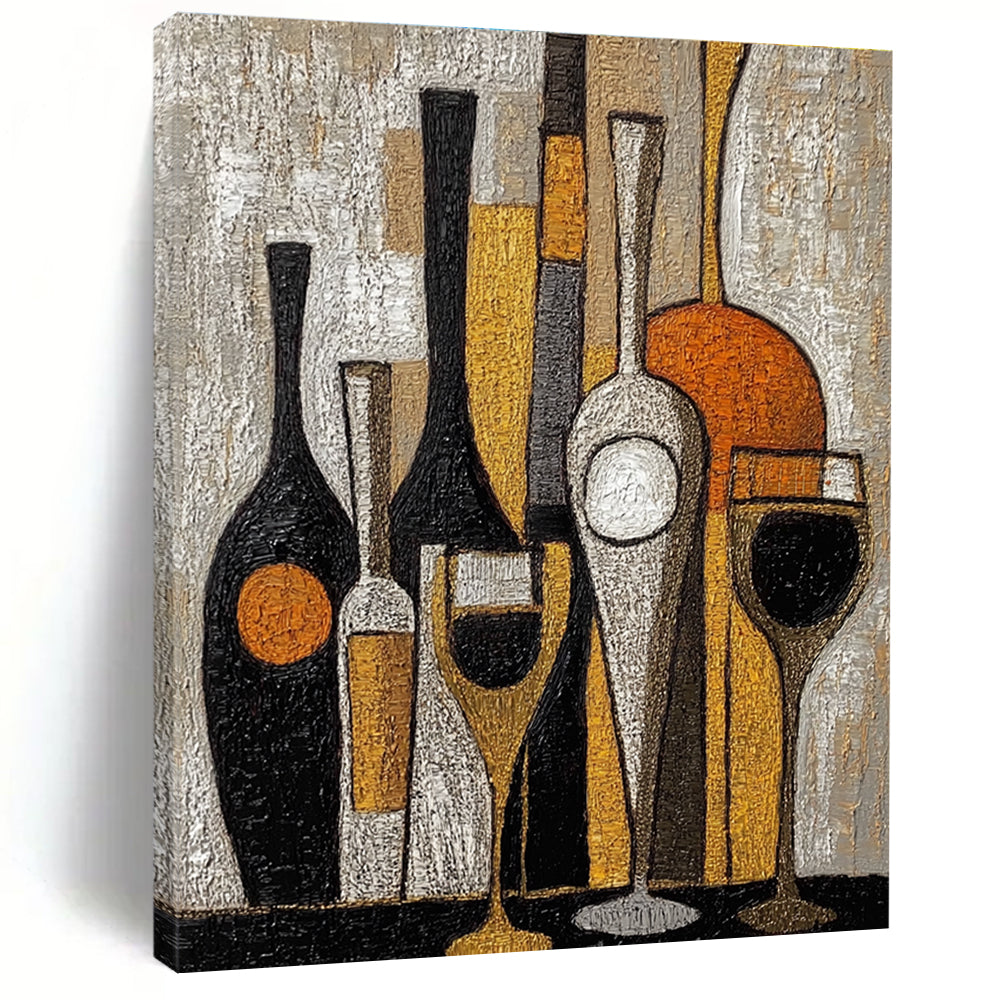 Bottles and Glasses Still Life for Rustic Wine Cellar & Art - Centric Dining Room STSC369