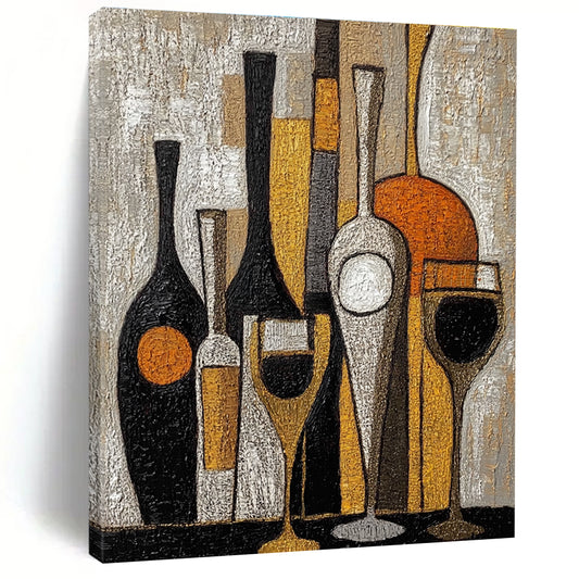 Bottles and Glasses Still Life for Rustic Wine Cellar & Art - Centric Dining Room STSC369