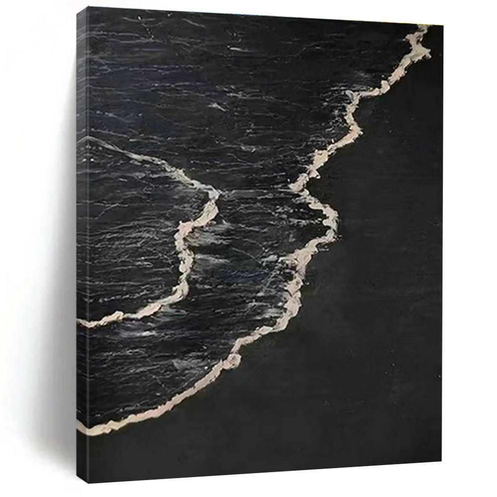 Black - Base Silver Wave Abstract for Avant - Garde Gallery & Nocturnal Music Venue DLZ0966