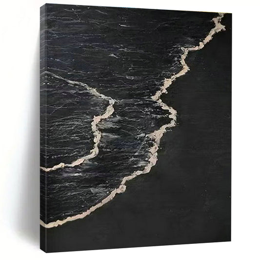 Black - Base Silver Wave Abstract for Avant - Garde Gallery & Nocturnal Music Venue DLZ0966