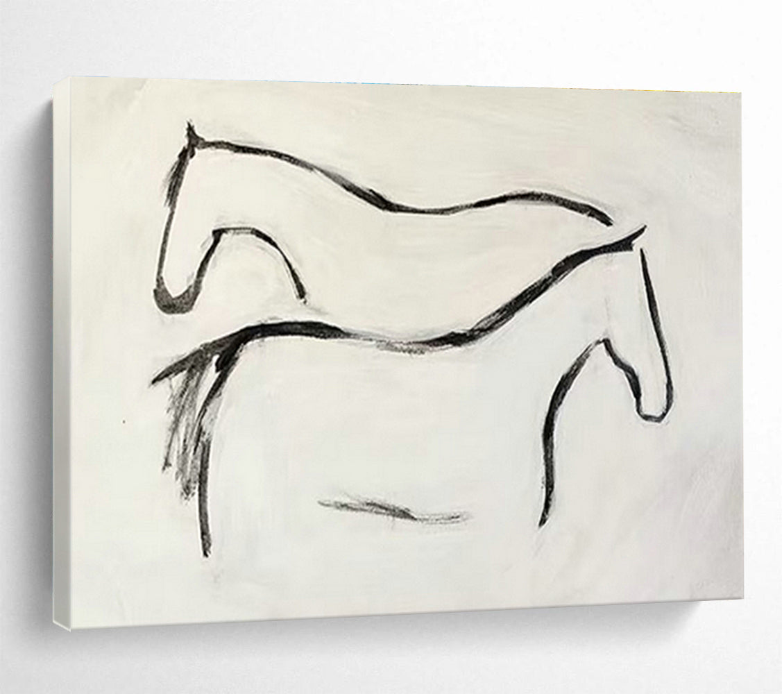 Minimalist Two - Horse Line Art for Rustic Ranch House Studies DLZ3135