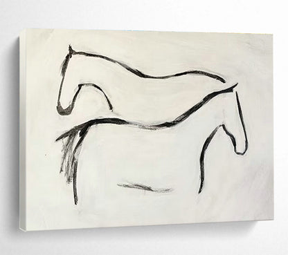 Minimalist Two - Horse Line Art for Rustic Ranch House Studies DLZ3135