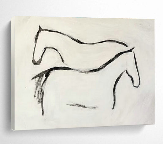 Minimalist Two - Horse Line Art for Rustic Ranch House Studies DLZ3135