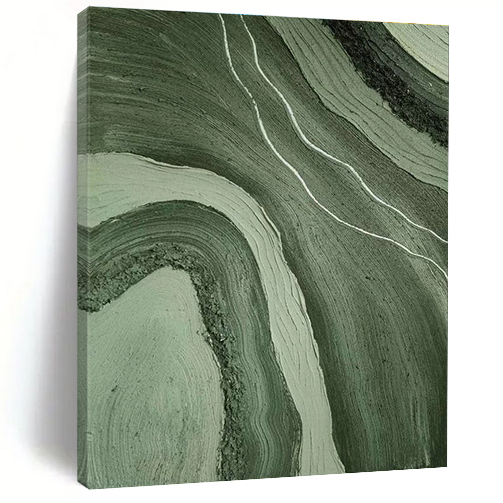 Green Wavy Abstract Art for Nature - Inspired Spa & Bohemian Home DLZ2184