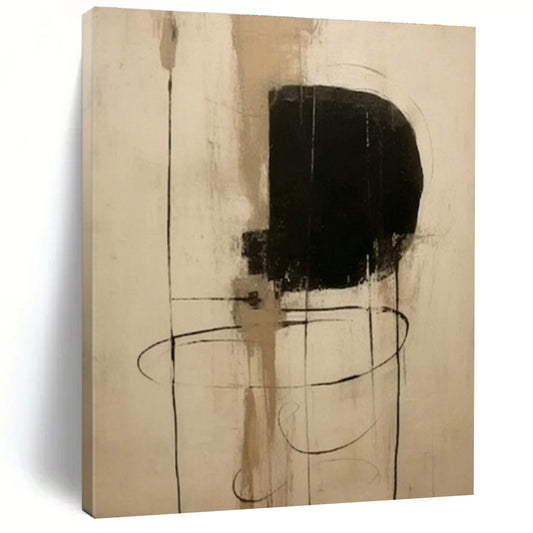 Black - Beige Abstract Art for Modern Studio Apartment Living & Monochrome Gallery DLZ0838