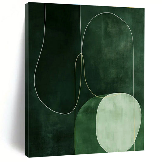 Green Geometric Abstract Art for Botanical - Themed Café & Modern Art Studio DLZ1834