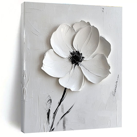 Single White Flower on White for Scandinavian - Style Bedroom & Calming Meditation Space STSC515