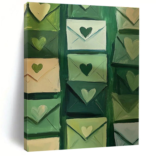 Green Envelopes with Hearts Art for Stationery Shop & Romantic Home Office DLZ0687