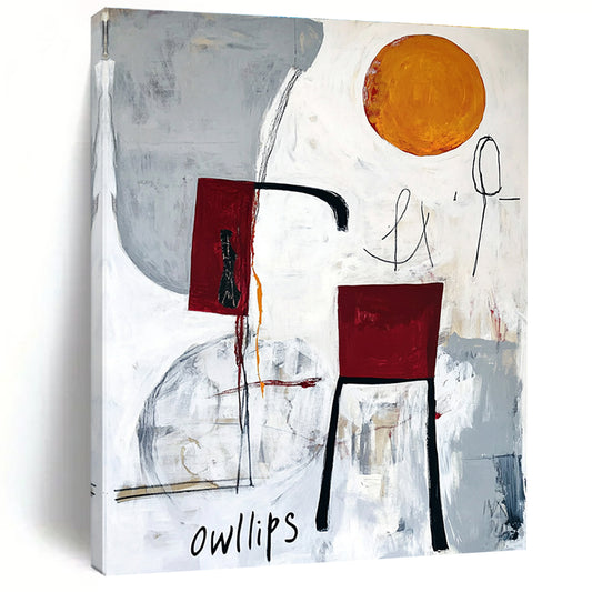Minimalist Abstract with “owllips” for Art - Centric Café & Bohemian Living Room STSC828
