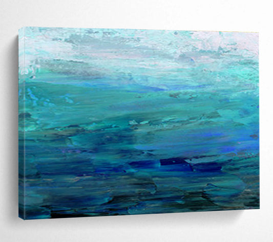 Blue - Green Ocean Abstract Art for Coastal Home Nook DLZ2776