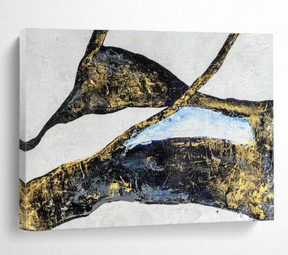 Luxury Black and Gold Abstract Art for a Luxurious Home Office DLZ2395