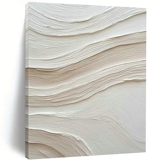 White Wavy Textured Art for Minimalist Home Bedroom & Calming Wellness Spa DLZ1599
