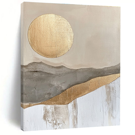 Golden Sun & Mountains Art for Boho - Chic Living Room & Wellness Retreat STSC126