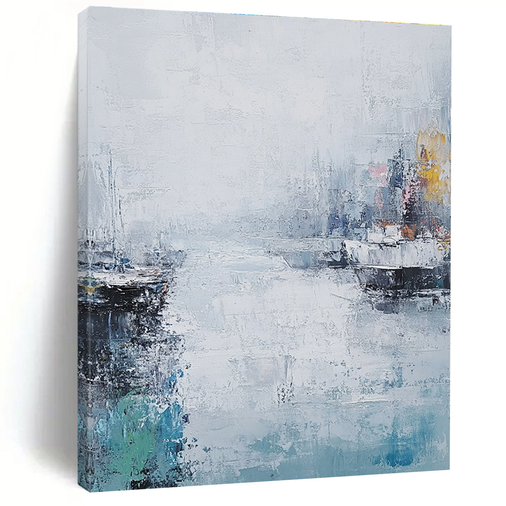 Abstract Harbor Scene for Nautical - Themed Home & Art - Loving Café STSC199