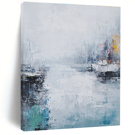 Abstract Harbor Scene for Nautical - Themed Home & Art - Loving Café STSC199