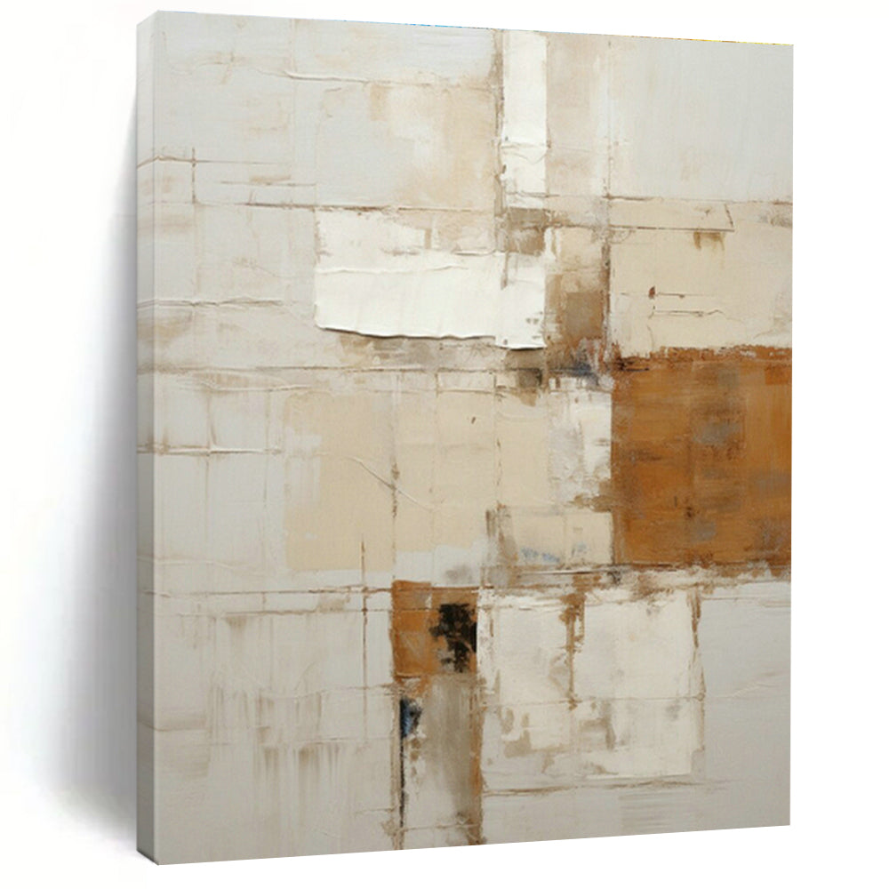 Beige - Brown Collage Abstract Art for Rustic Dining Room & Art - Filled Boutique DLZ1324