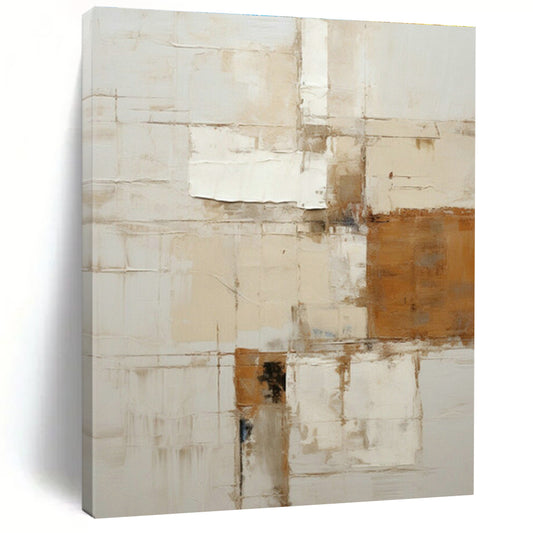 Beige - Brown Collage Abstract Art for Rustic Dining Room & Art - Filled Boutique DLZ1324