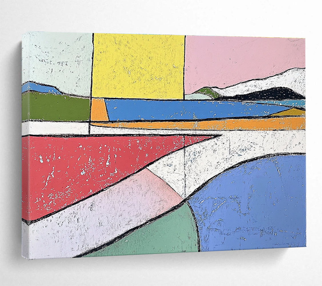 Geometric Landscape Collage Art for Contemporary Office Lounge & Art - Centric Café SC061