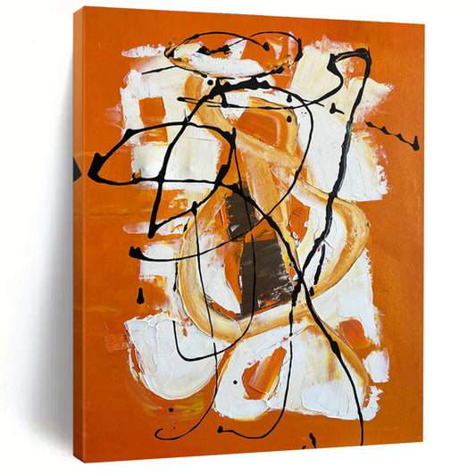 Orange - Background Black - White Abstract Art for Creative Studio & Trendy Bar DLZ1228