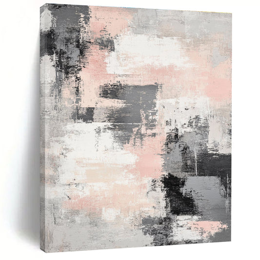 Pink - Gray Abstract Brushstrokes Art for Boutique Hotel Room & Feminine - Themed Lounge STSC133
