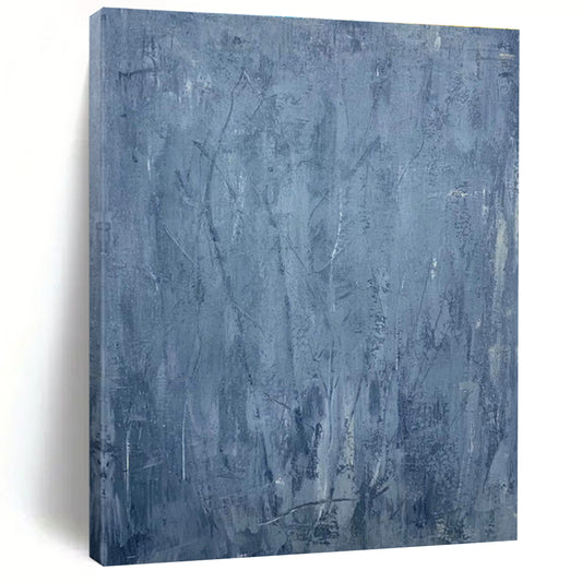 Gray - Blue Textured Abstract Art for Minimalist Bedroom & Calm Wellness Studio DLZ0754