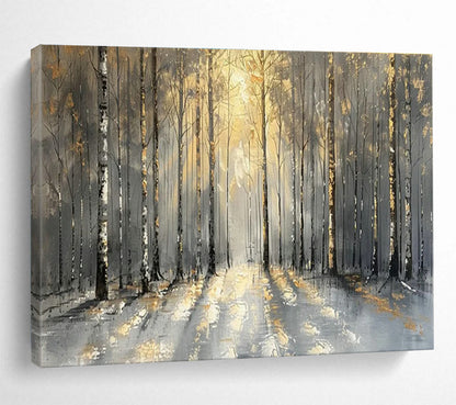 Golden Forest Path Art for Luxury Mountain Chalet Living Areas DLZ3186