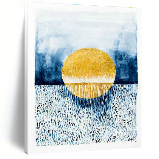 Gold - Blue Sunset Art for Coastal Home Bedroom Walls DLZ0101
