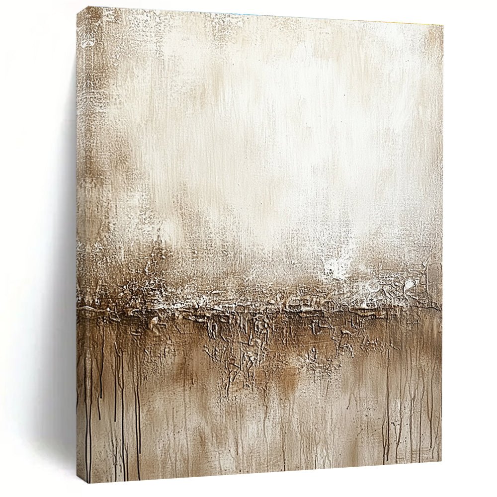 Beige - Brown Textured Divide Art for Rustic - Style Home Office & Art Gallery Tea Area STSC137