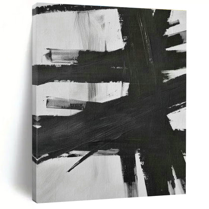 Black - White Brushstroke Abstract Art for Office & Studio DLZ0409