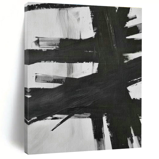 Black - White Brushstroke Abstract Art for Office & Studio DLZ0409