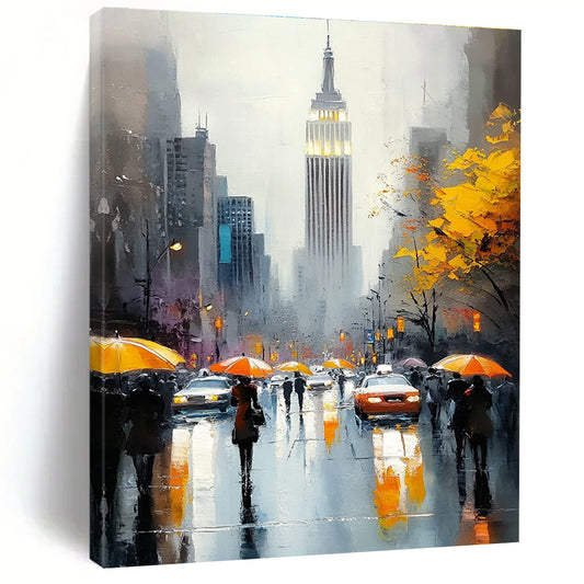 Rainy City Street with Umbrellas for Urban Loft & Rainy Day Café STSC1137