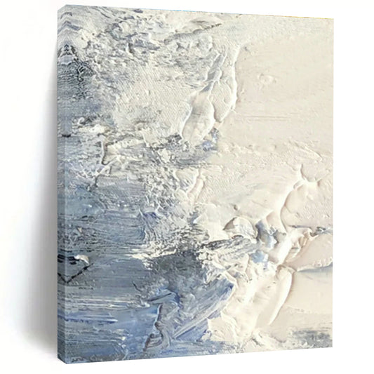White - Blue Impasto Abstract Art for Beach House & Coastal Yoga Studio DLZ1272