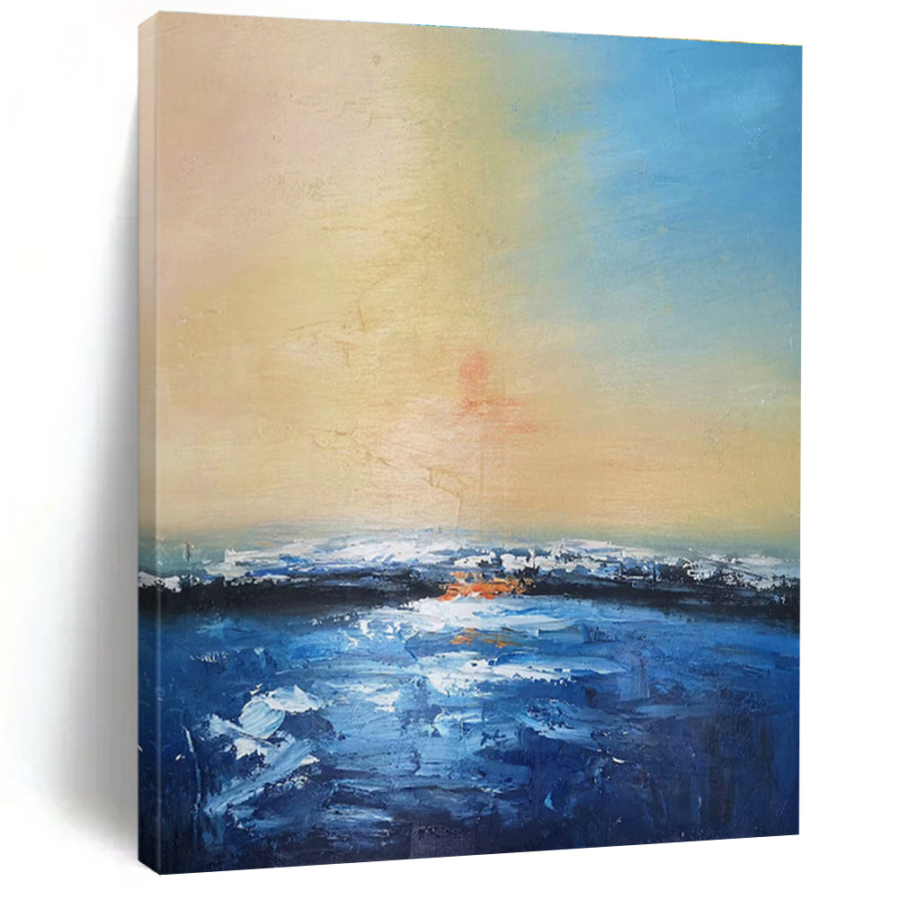 Soft - Toned Seaside Oil Painting for Coastal Bedroom & Relaxation Lounge DLZ1331