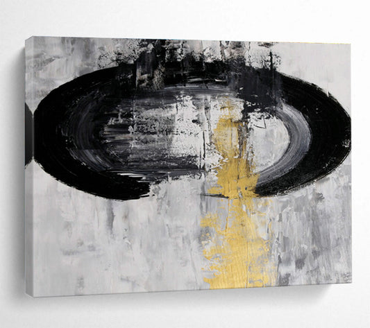 Stylish Black, Silver, and Gold Abstract Art for a Modern Entryway DLZ2400