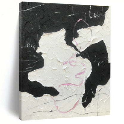 Black - Pink Textured Abstract Art for Trendy Café & Fashion Boutique DLZ0784