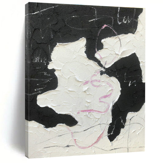 Black - Pink Textured Abstract Art for Trendy Café & Fashion Boutique DLZ0784
